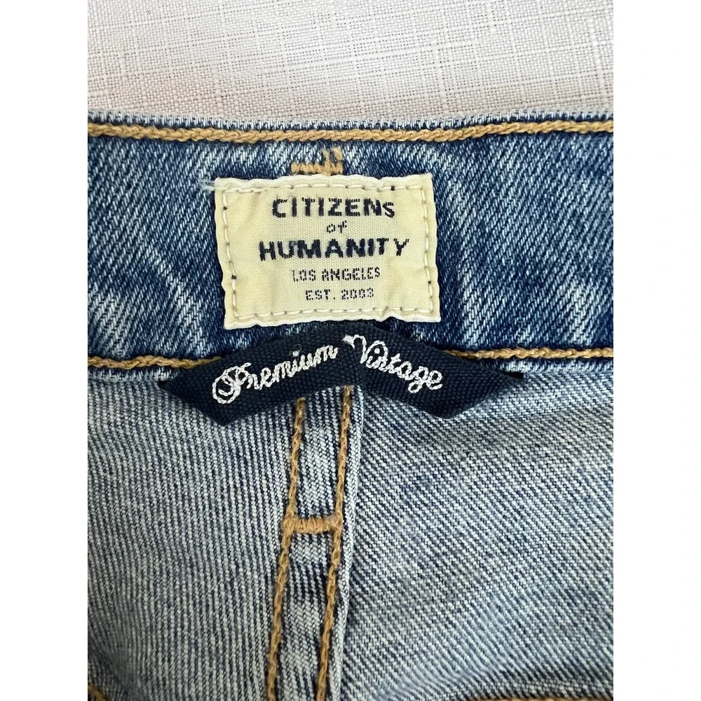 Citizens of Humanity Denim Shorts Womens 28 Blue Excellent Raw Hem Distressed